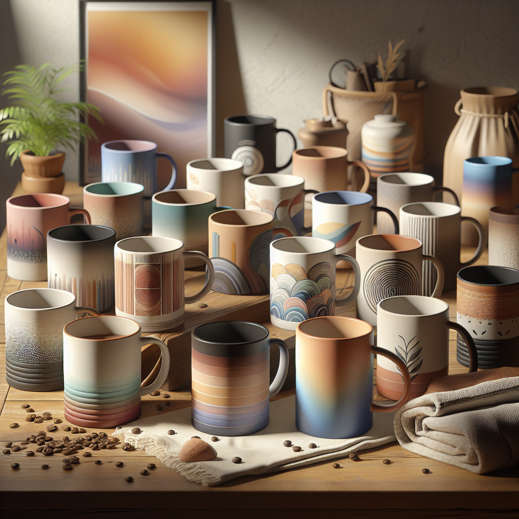 Realistic stock image of personalized mugs